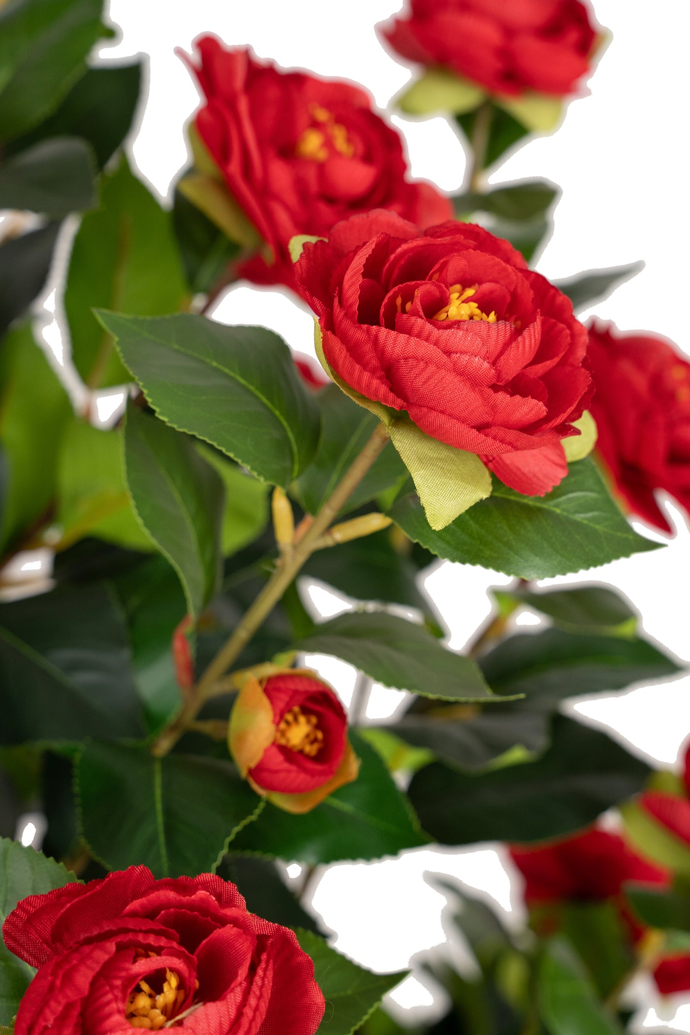 Copac artificial Camelia Japonica H120 cm cu 380 frunze si 38 flori rosii