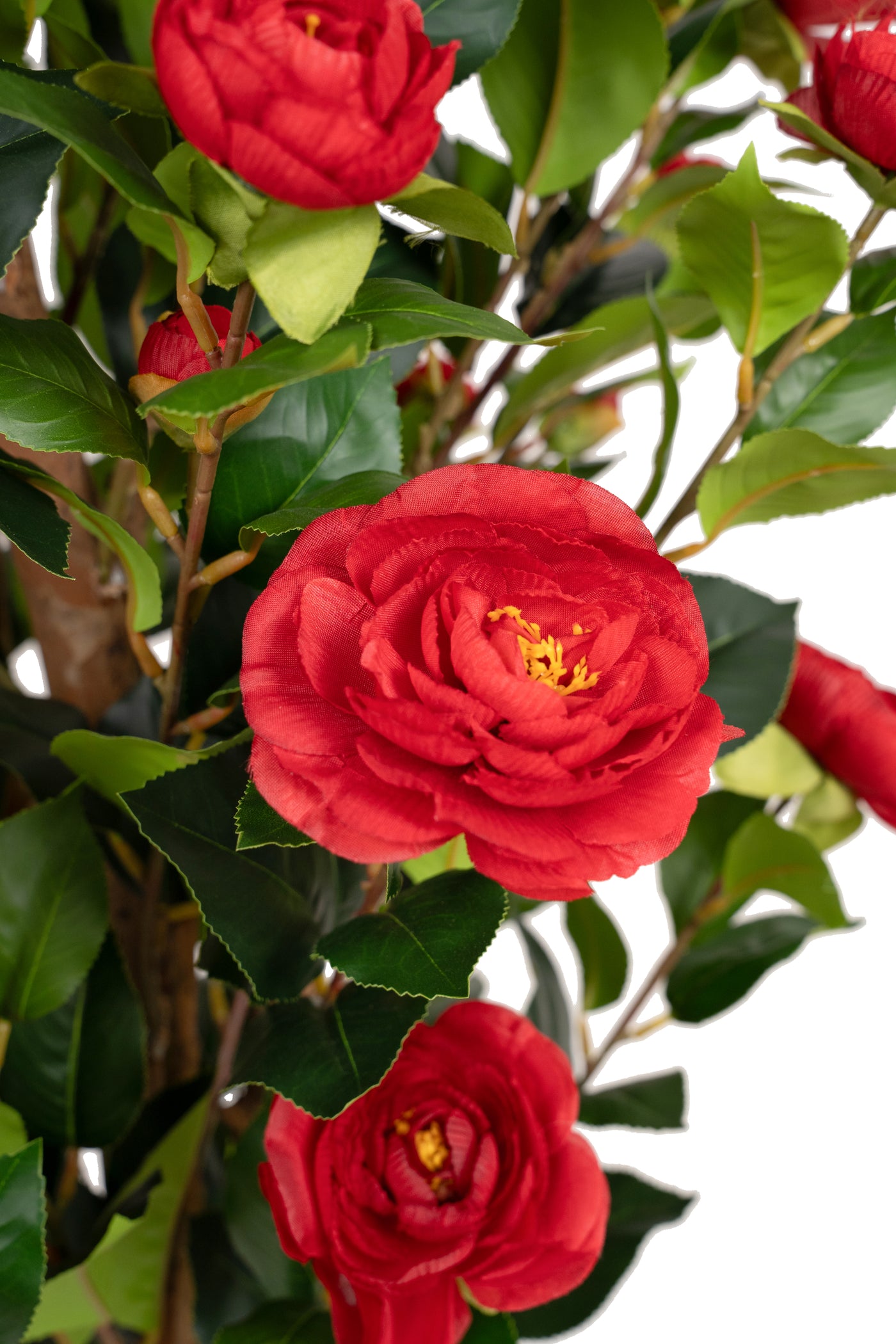 Copac artificial Camelia Japonica H120 cm cu 380 frunze si 38 flori rosii