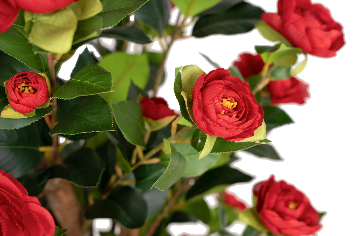 Copac artificial Camelia Japonica H120 cm cu 380 frunze si 38 flori rosii