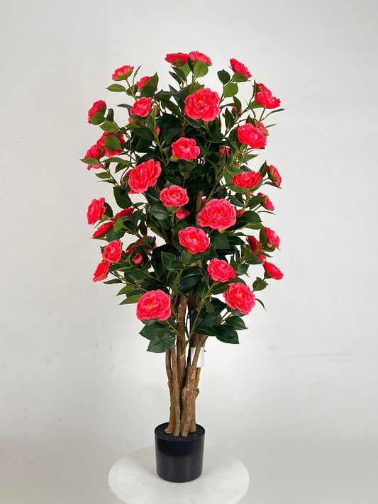 Copac artificial Camelia Japonica H120 cm cu 464 frunze si 64 flori roz