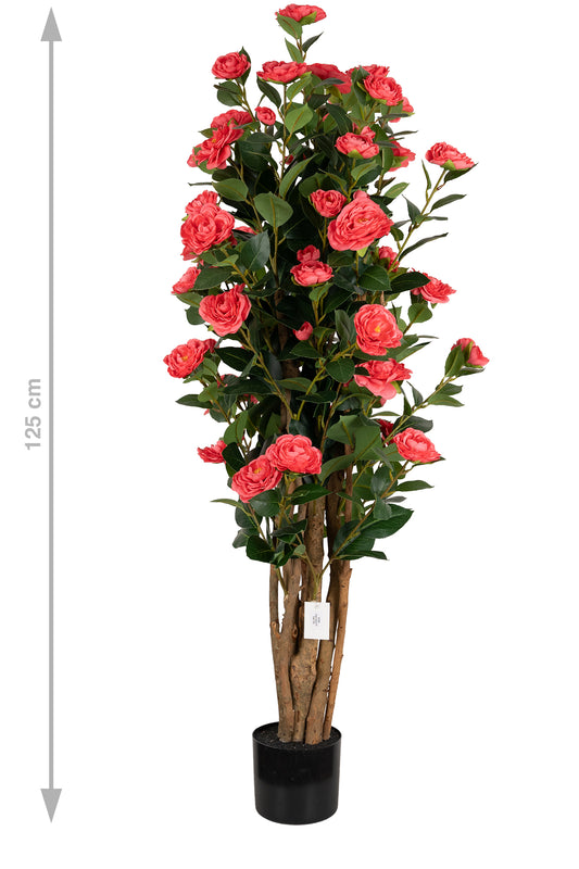 Copac artificial Camelia Japonica H120 cm cu 464 frunze si 64 flori roz