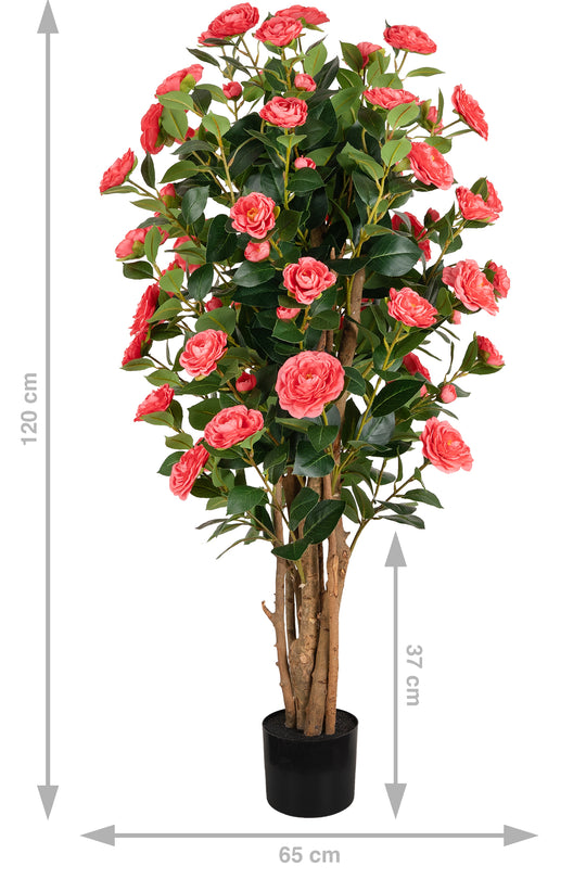 Copac artificial Camelia Japonica H120 cm cu 464 frunze si 64 flori roz
