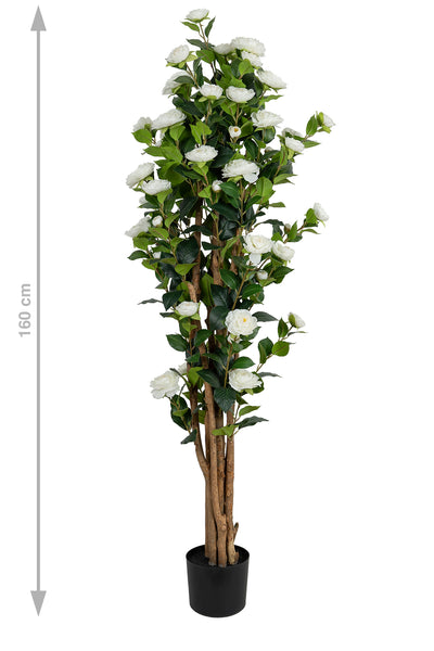 Copac artificial Camelia Japonica H150 cm cu 406 frunze si 56 flori albe