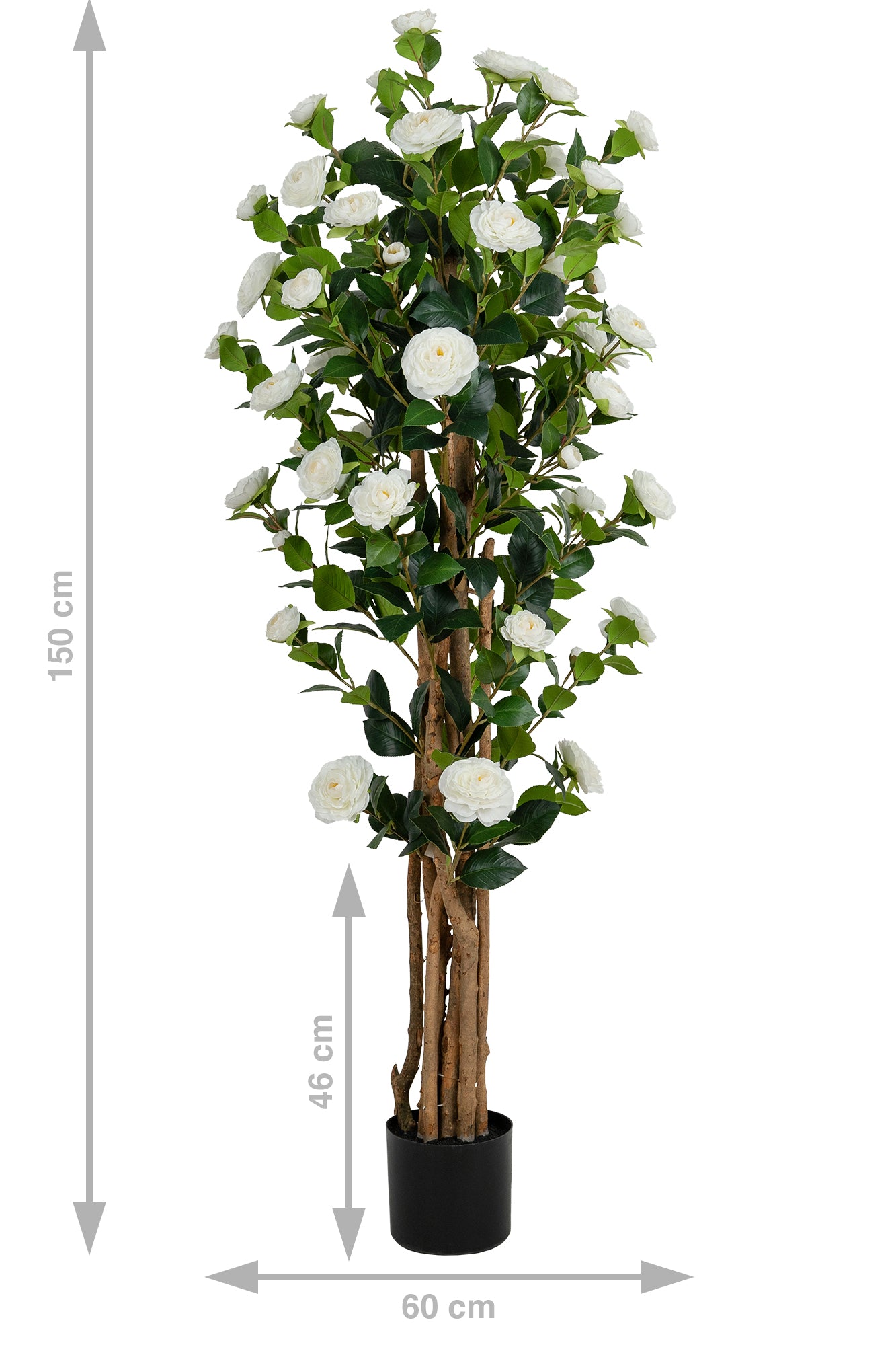 Copac artificial Camelia Japonica H150 cm cu 406 frunze si 56 flori albe