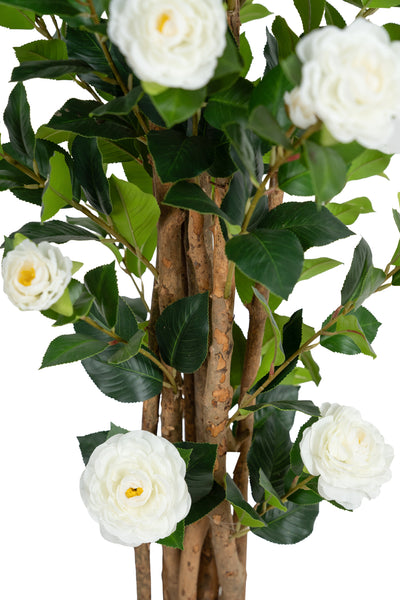 Copac artificial Camelia Japonica H150 cm cu 406 frunze si 56 flori albe