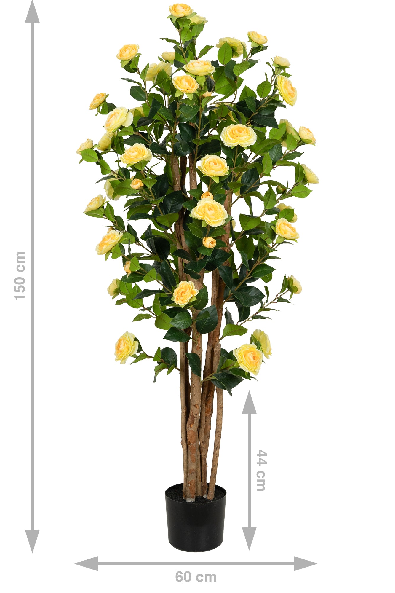 Copac artificial Camelia Japonica H150 cm cu 406 frunze si 56 flori crem