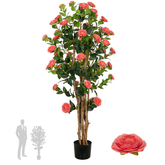Copac artificial Camelia Japonica H150 cm cu 406 frunze si 56 flori roz