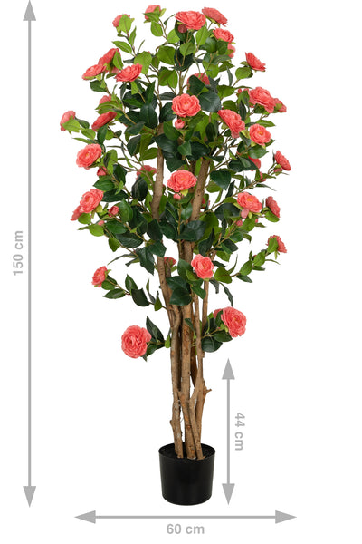 Copac artificial Camelia Japonica H150 cm cu 406 frunze si 56 flori roz