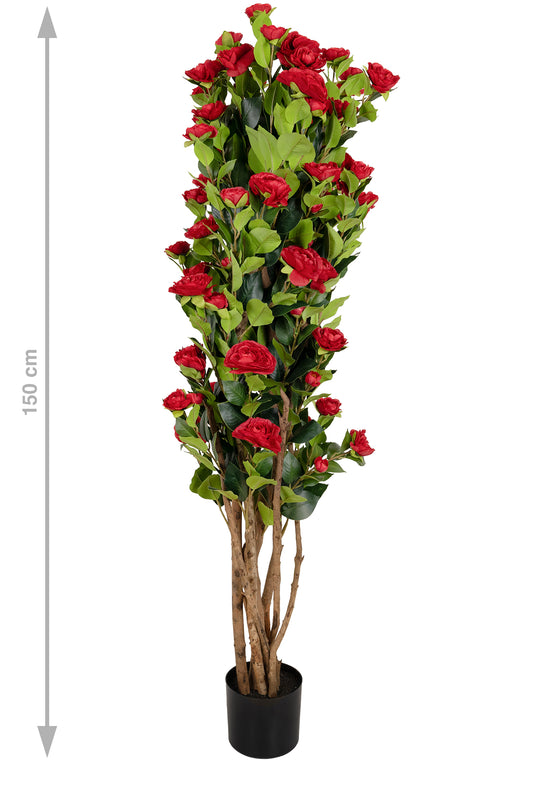 Copac artificial Camelia Japonica H150 cm cu 667 frunze si 92 flori rosii