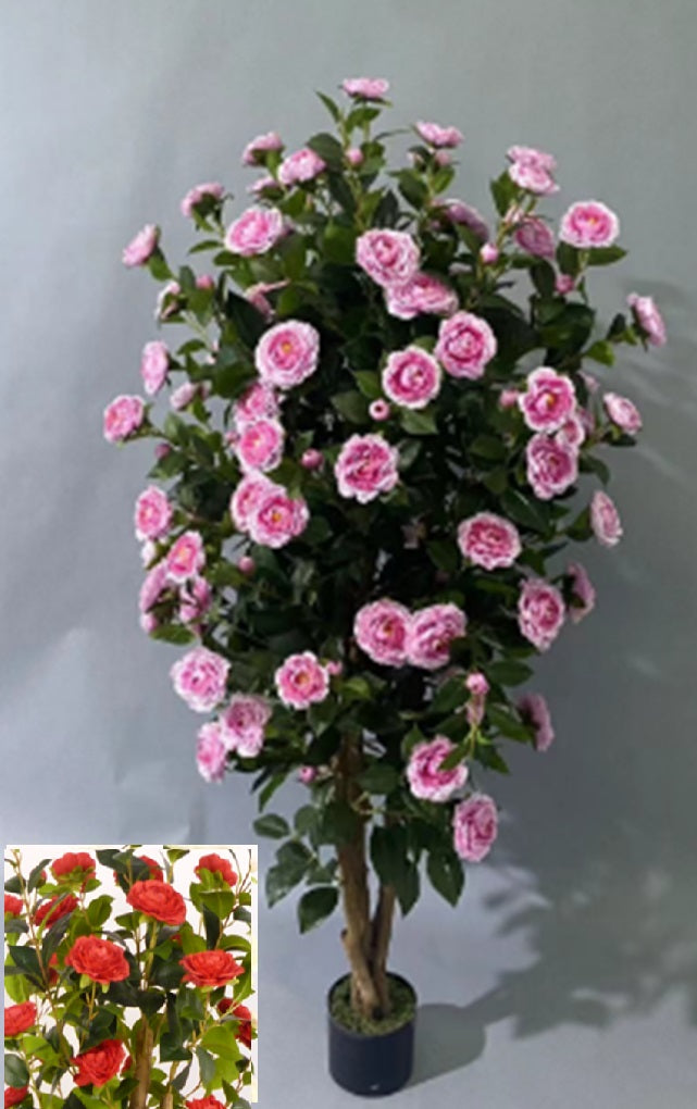 Copac artificial Camelia Japonica H180 cm cu 480 frunze si 48 flori rosii