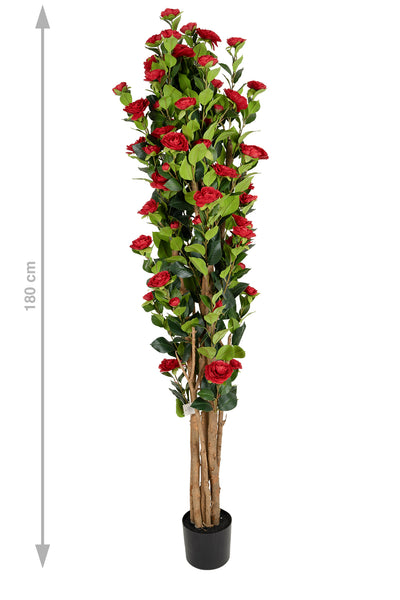 Copac artificial Camelia Japonica H180 cm cu 522 frunze si 72 flori rosii