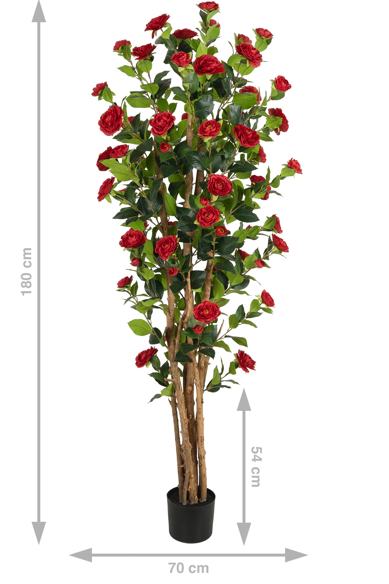 Copac artificial Camelia Japonica H180 cm cu 522 frunze si 72 flori rosii