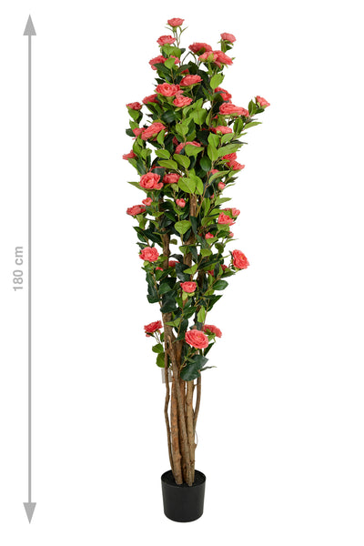 Copac artificial Camelia Japonica H180 cm cu 522 frunze si 72 flori roz