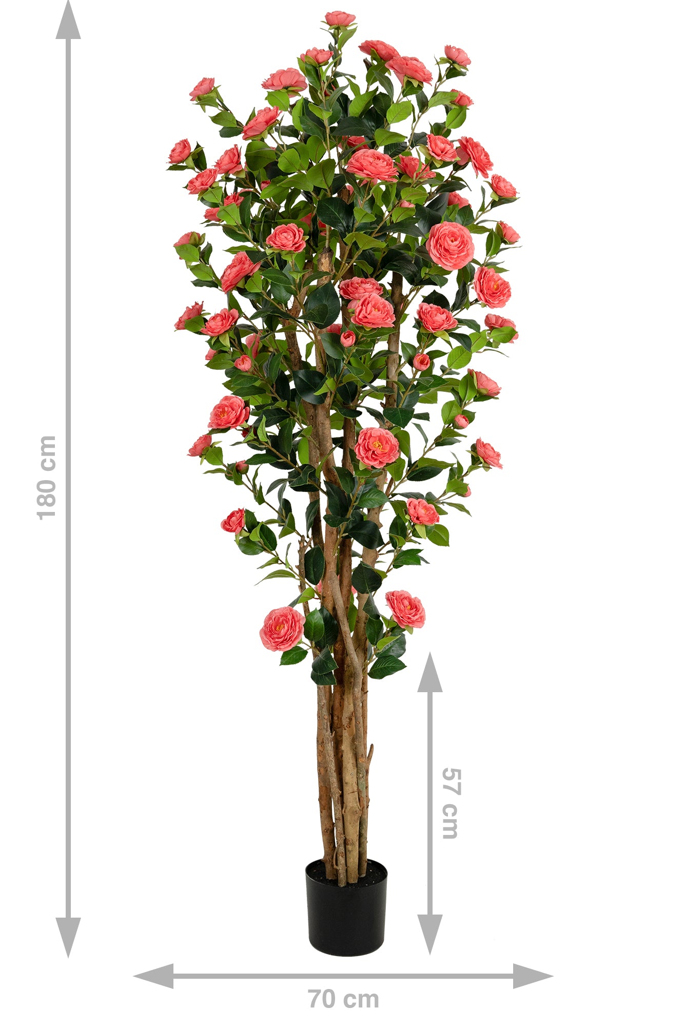 Copac artificial Camelia Japonica H180 cm cu 522 frunze si 72 flori roz