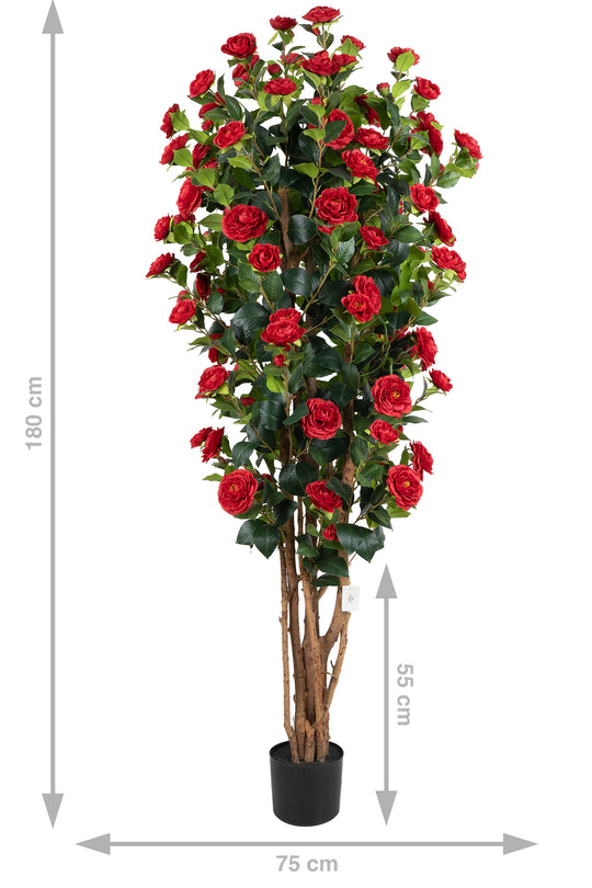Copac artificial Camelia Japonica H180 cm cu 870 frunze si 120 flori rosii