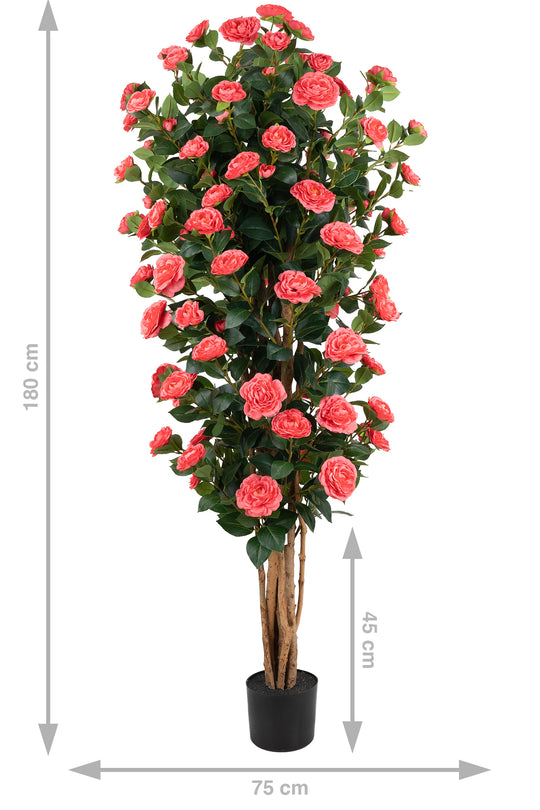 Copac artificial Camelia Japonica H180 cm cu 870 frunze si 120 flori roz