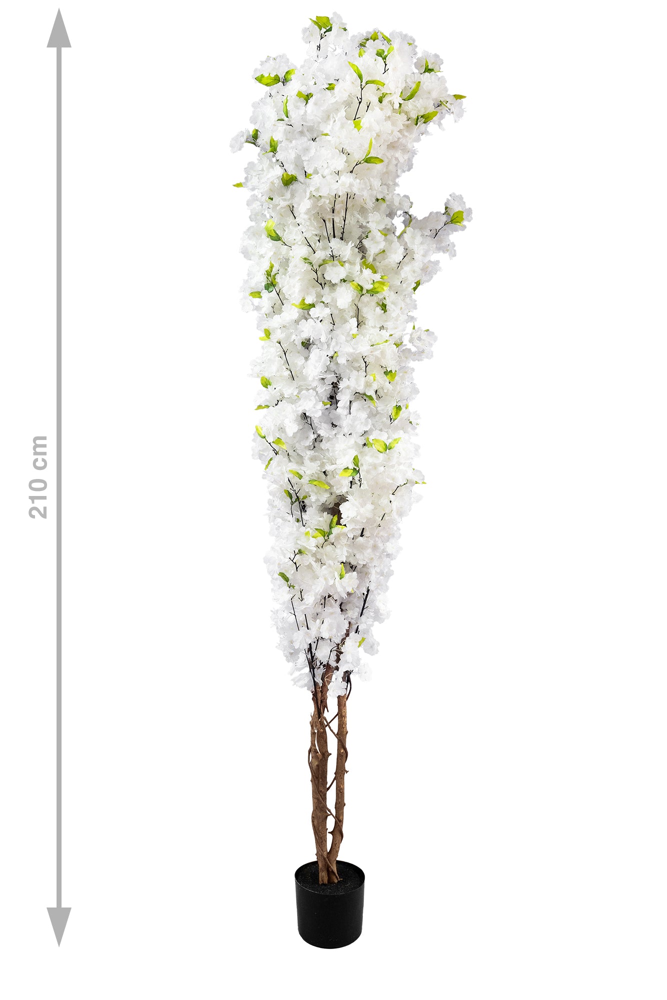 Copac artificial Cires 210 cm cu 3 trunchiuri si 40 crengi cu flori albe