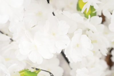 Copac artificial Cires 210 cm cu 3 trunchiuri si 40 crengi cu flori albe