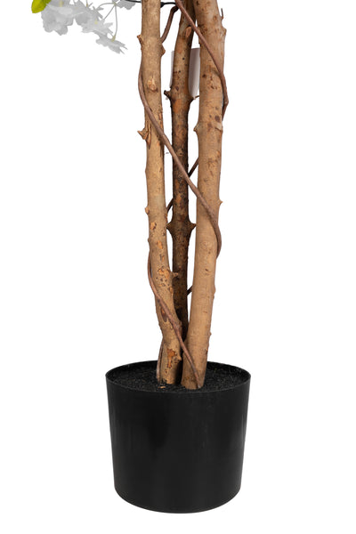 Copac artificial Cires 210 cm cu 3 trunchiuri si 40 crengi cu flori albe