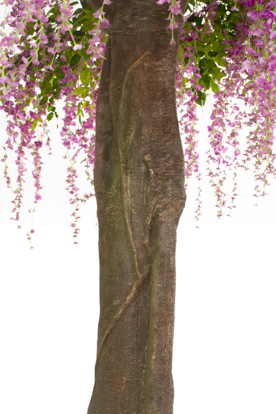 Copac artificial H400cm Wiesteria artificial cu flori mov, coroana D280-300cm