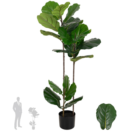 Copac artificial Ficus lyrata 110 cm cu 3 tulpini si 18 frunze