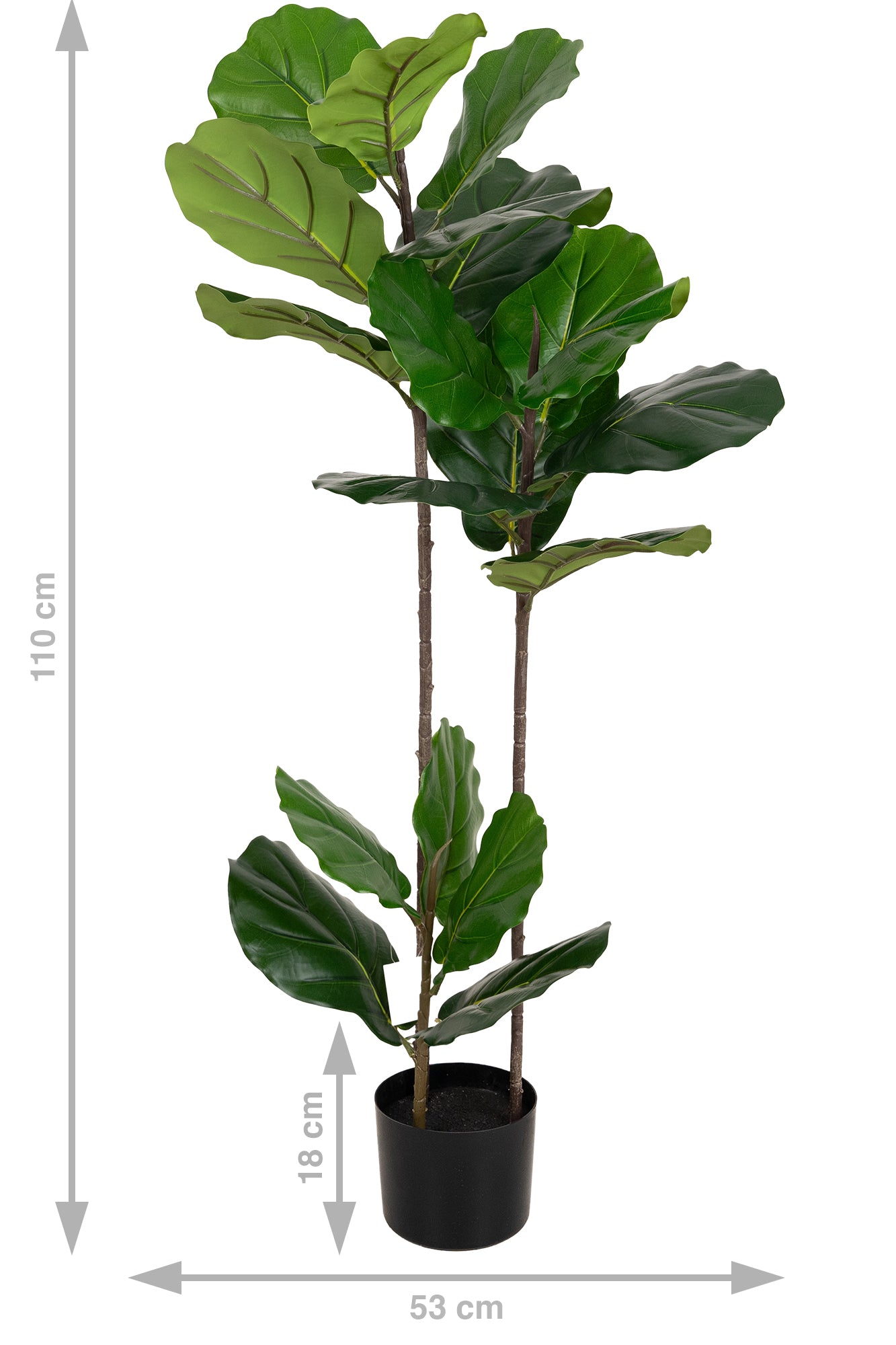 Copac artificial Ficus lyrata 110 cm cu 3 tulpini si 18 frunze