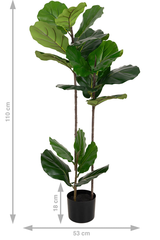 Copac artificial Ficus lyrata 110 cm cu 3 tulpini si 18 frunze