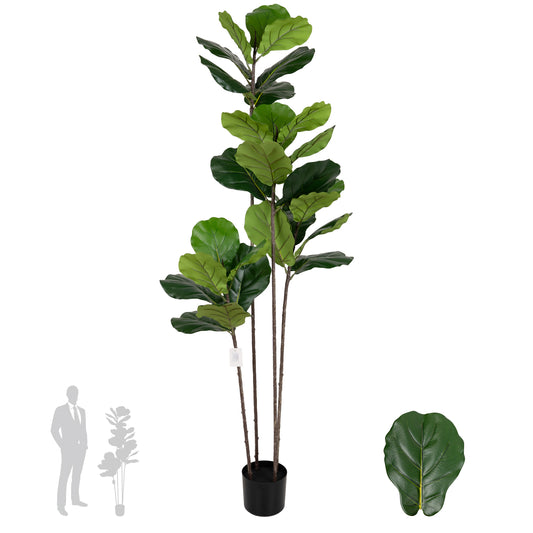 Copac artificial Ficus lyrata 150 cm cu 4 tulpini si 28 frunze