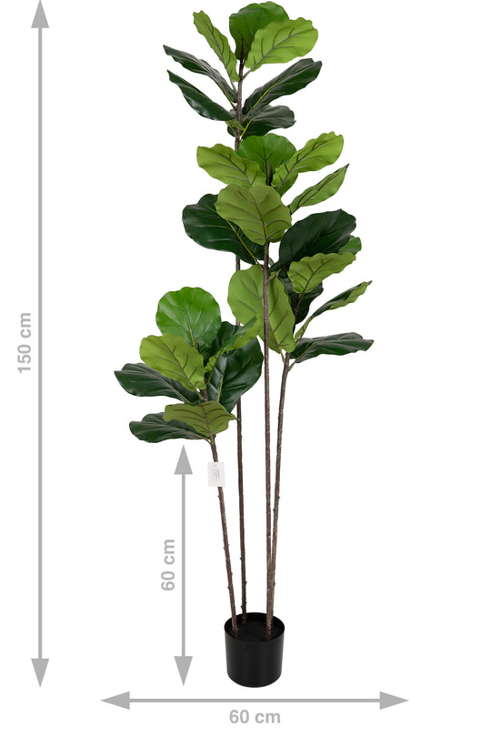 Copac artificial Ficus lyrata 150 cm cu 4 tulpini si 28 frunze
