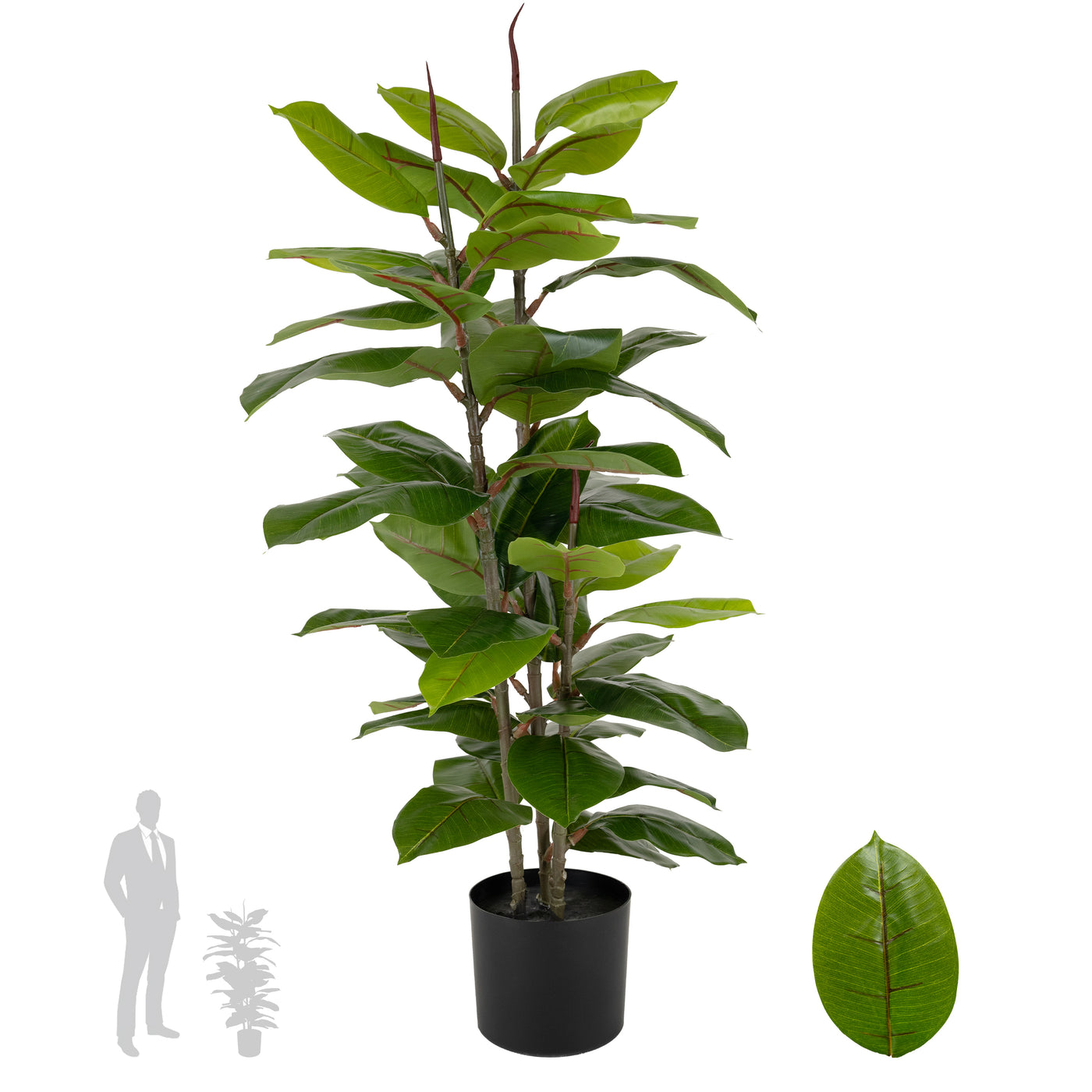 Copac artificial H100cm Ficus robusta cu 49 frunze verzi