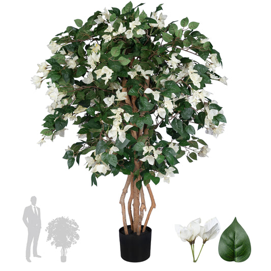 Copac artificial H120cm bougainvilea cu flori albe