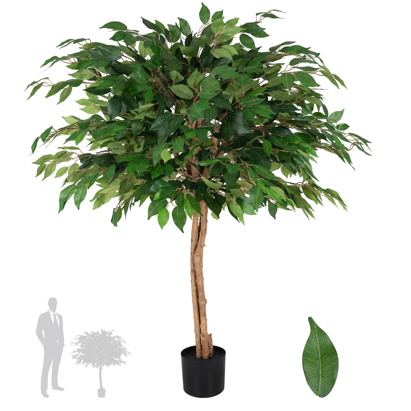 Copac artificial H120cm Ficus cu 1260 frunze. coroana D90cm