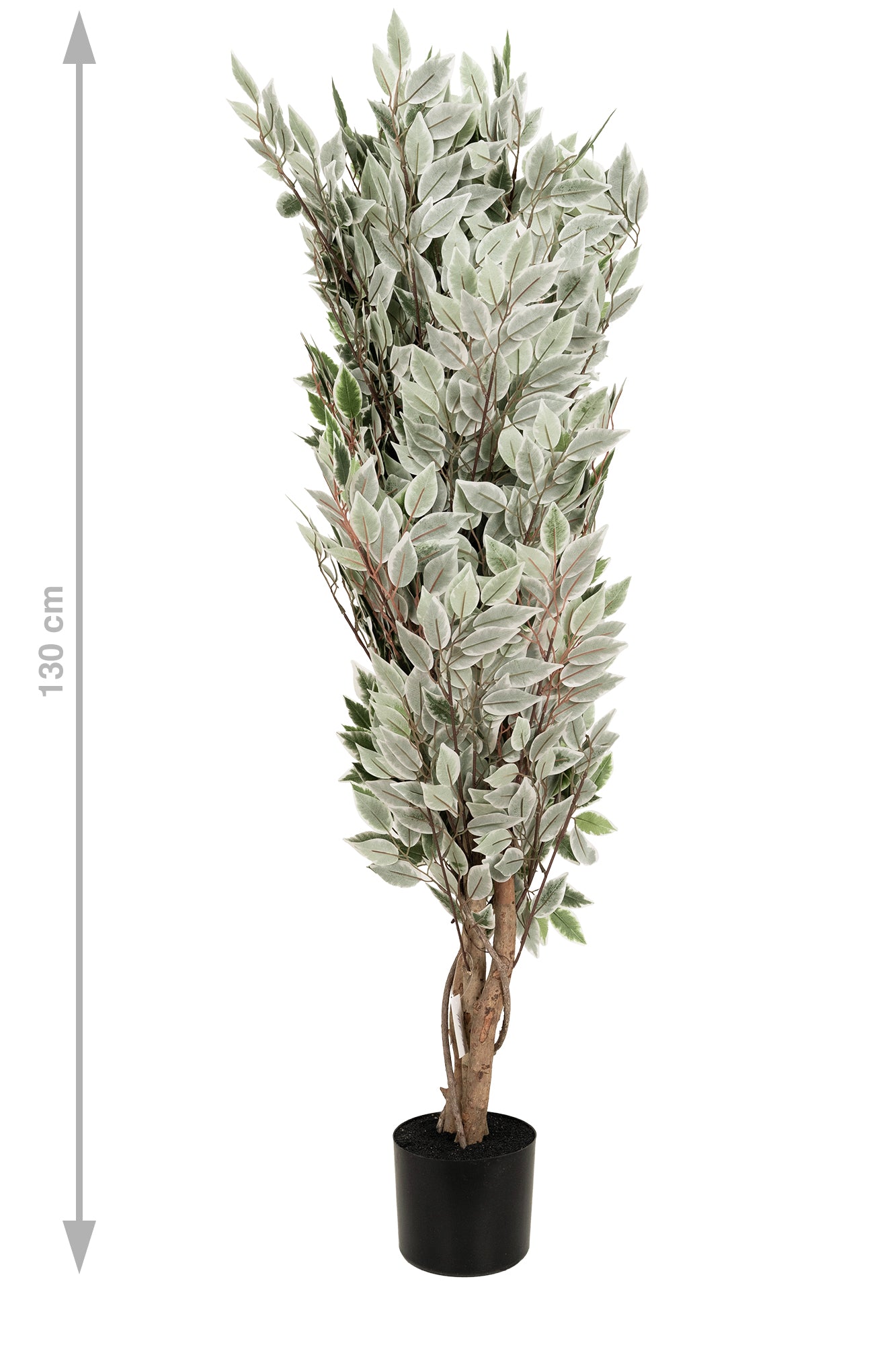 Copac artificial H120cm Ficus cu 2160 frunze mini verzi cu alb