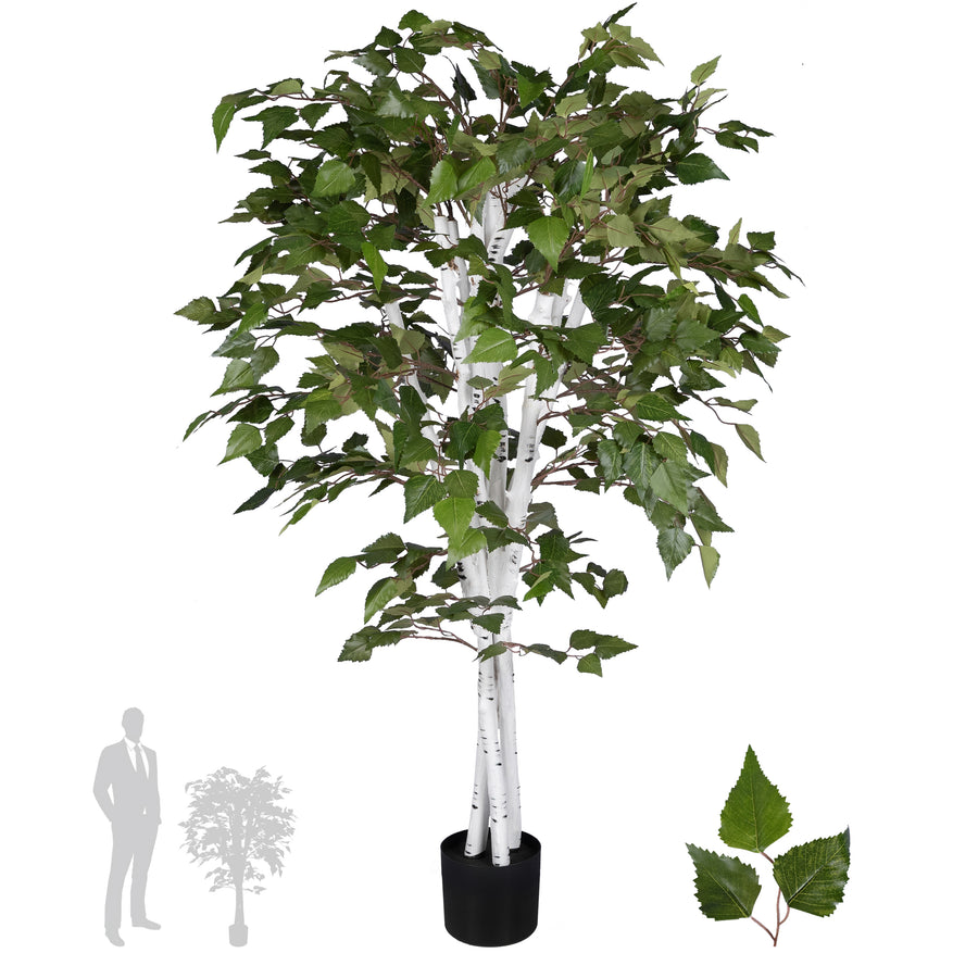 Copac artificial H120cm Mesteacan alb cu 1020 frunze