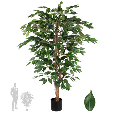 Copac artificial H130cm Ficus benjamina cu 714 frunze verzi