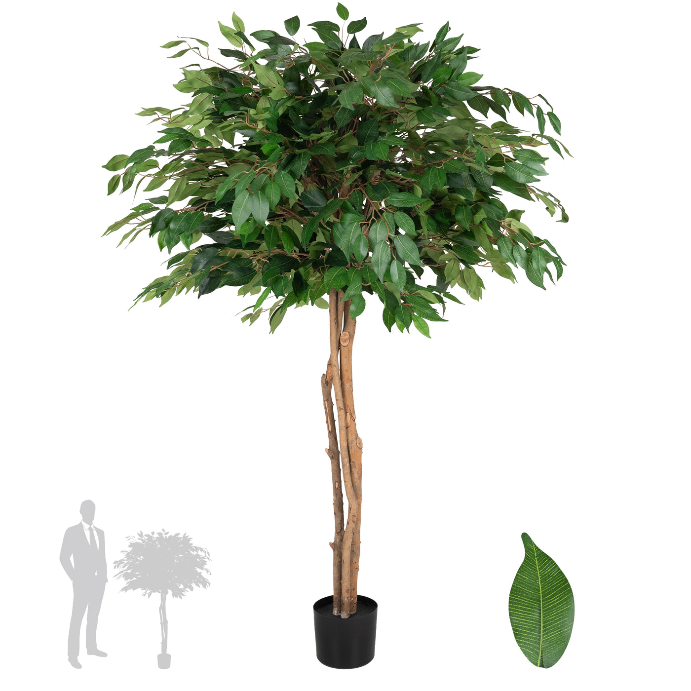 Copac artificial H150cm Ficus cu 1512 frunze. coroana D100cm