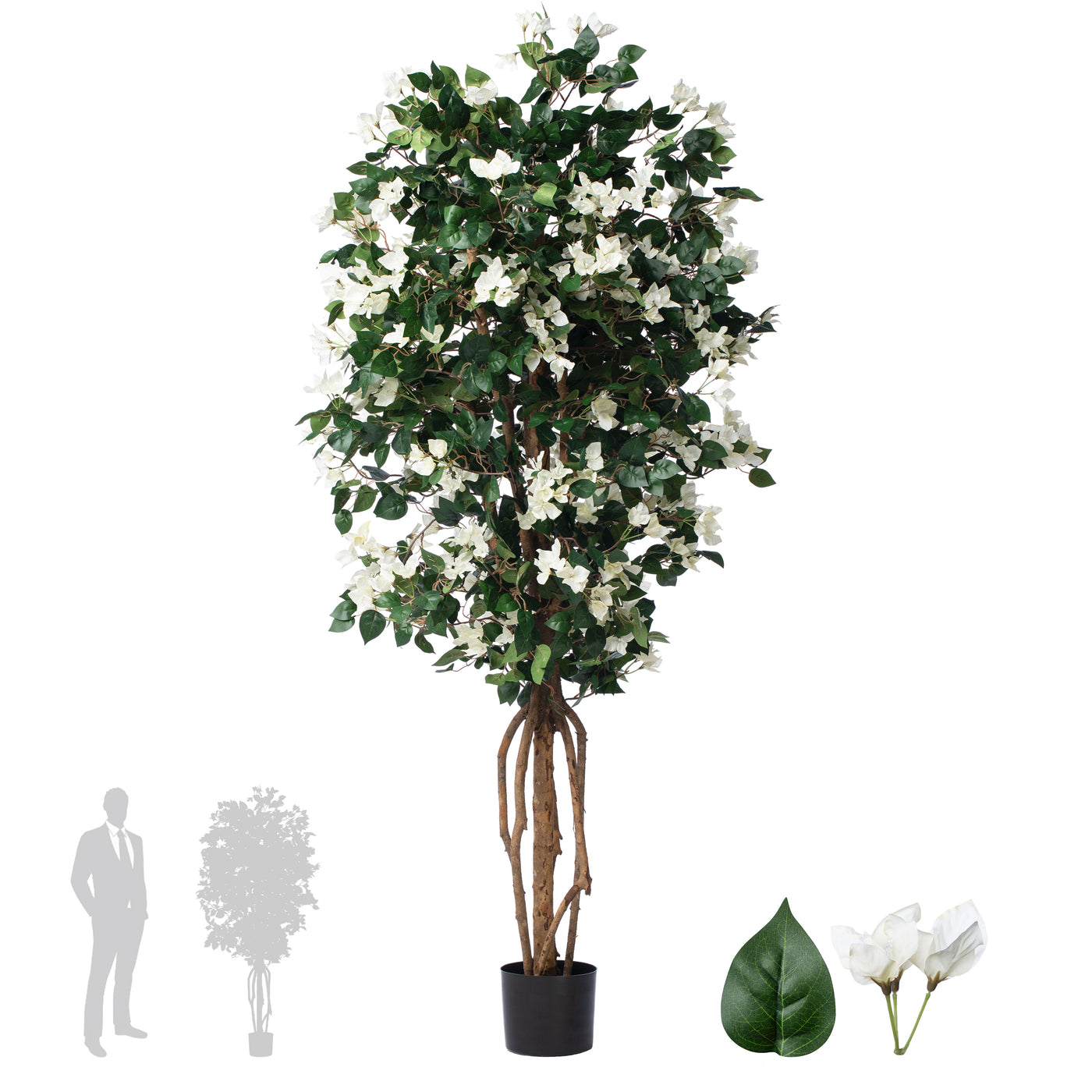 Copac artificial H180cm Bougainvilea cu flori albe