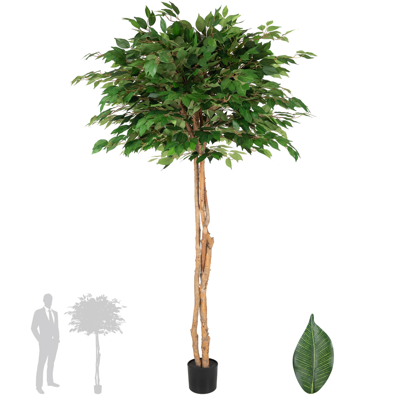 Copac artificial H180cm Ficus cu 1764 frunze. coroana D110cm