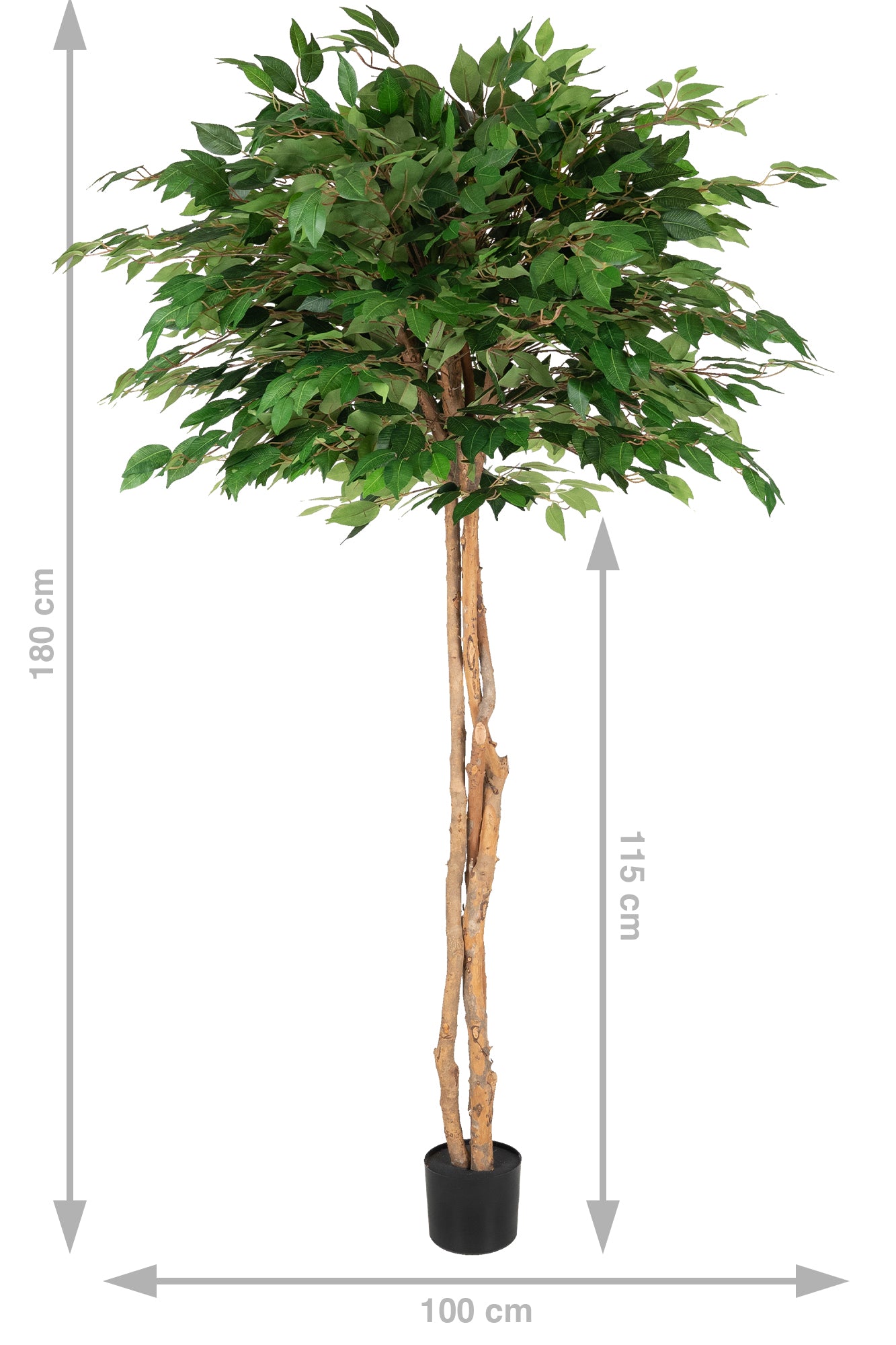 Copac artificial H180cm Ficus cu 1764 frunze. coroana D110cm