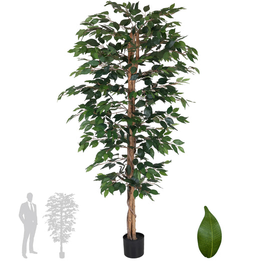 Copac artificial H180cm Ficus cu 3 trunchiuri si 966 frunze verzi