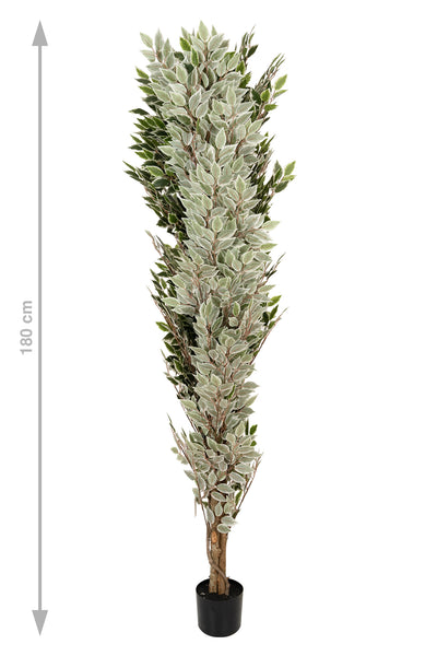 Copac artificial H180cm Ficus cu 3600 frunze mini verzi cu alb