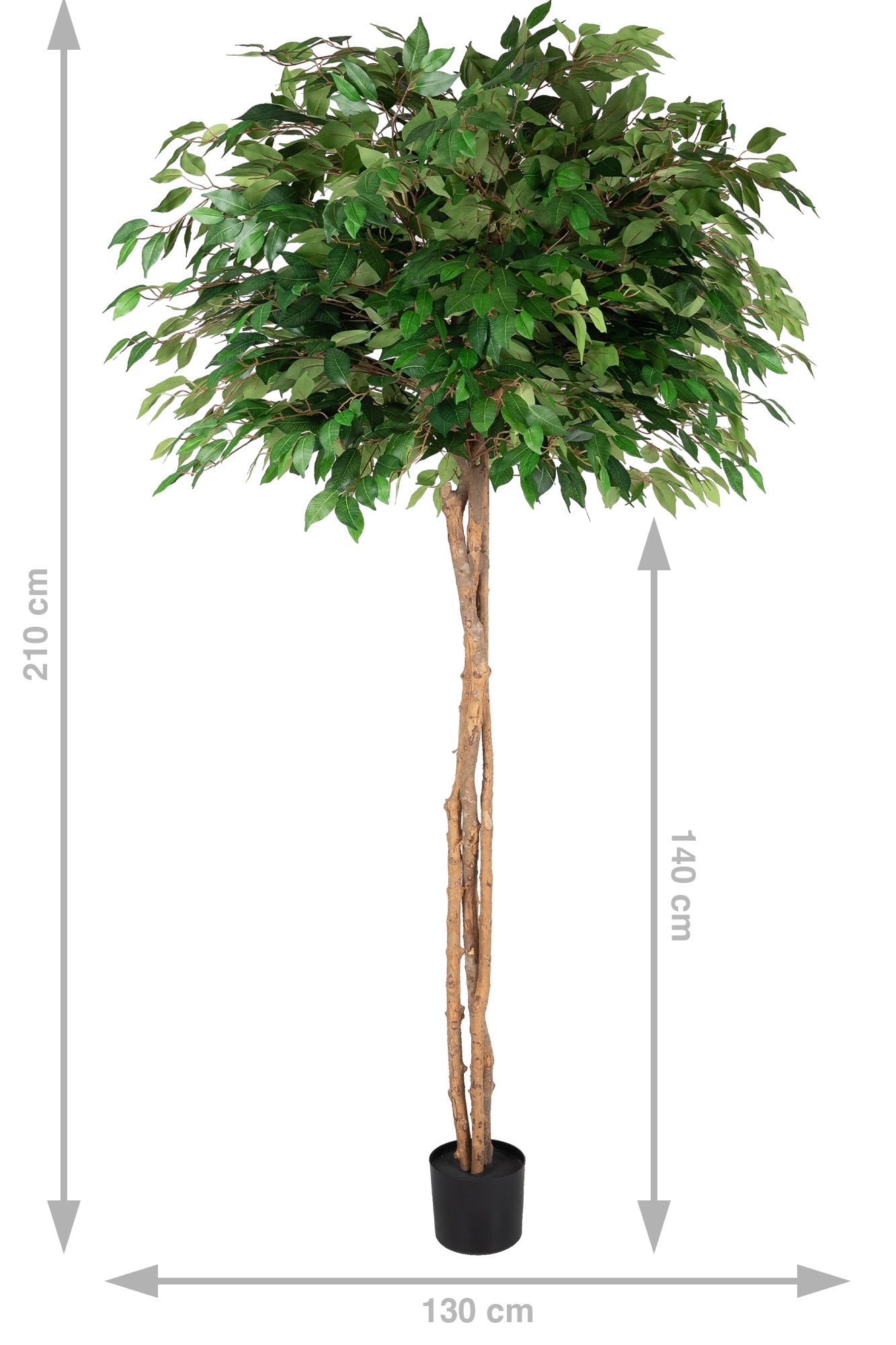 Copac artificial H210cm Ficus cu 2520 frunze. coroana D130cm