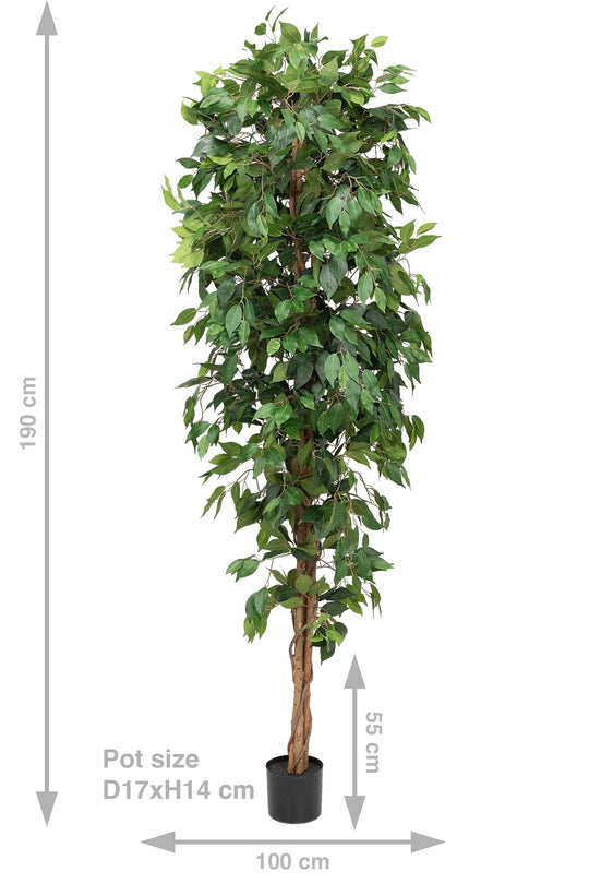 Copac artificial H210cm Ficus cu 3 trunchiuri. 1638 frunze