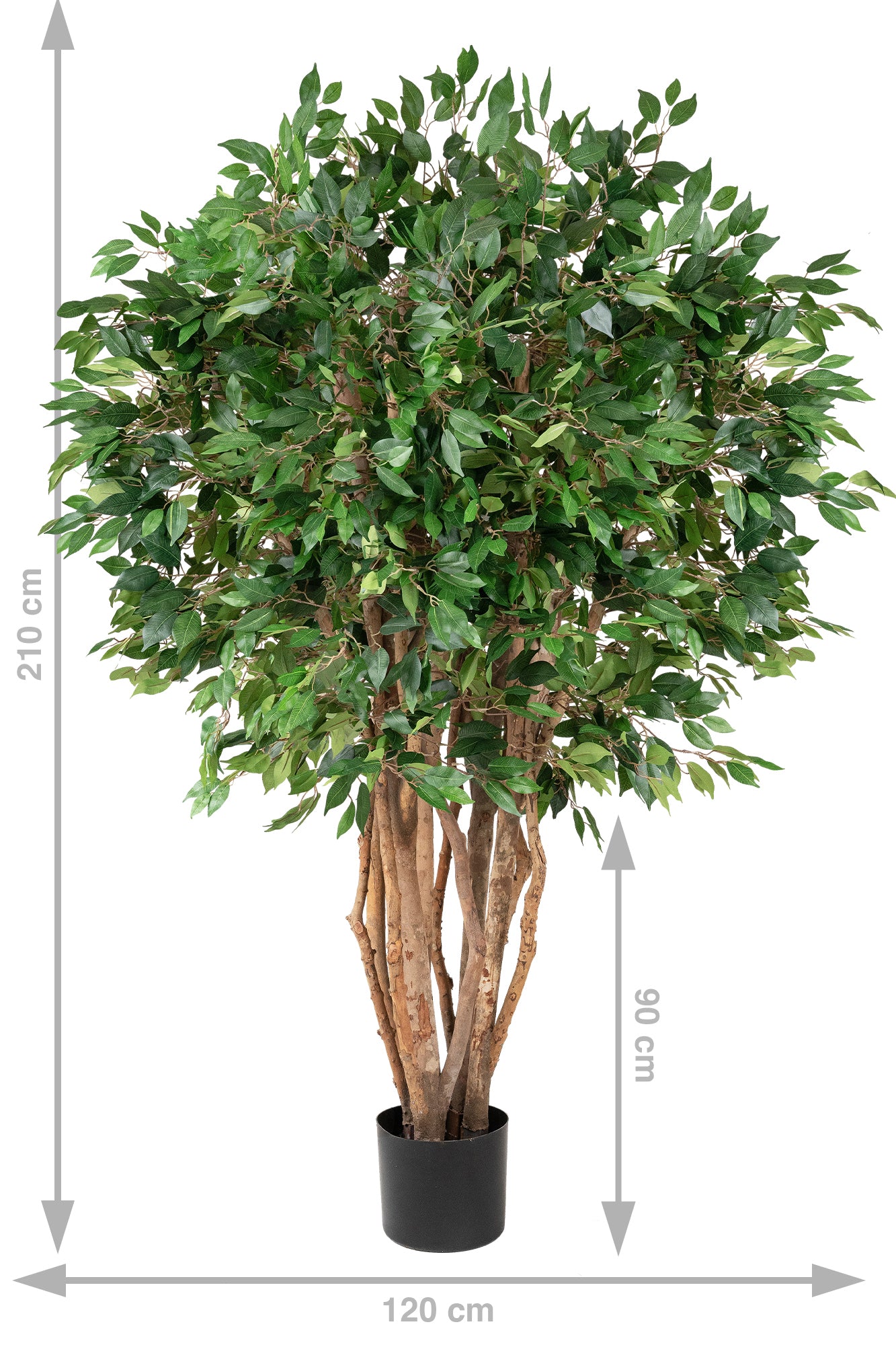Copac artificial H210cm Ficus cu trunchiuri multiple. coroana D120cm