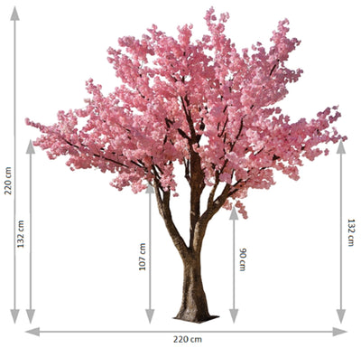 Copac artificial H220cm Cires cu flori roz deschis. coroana D220cm