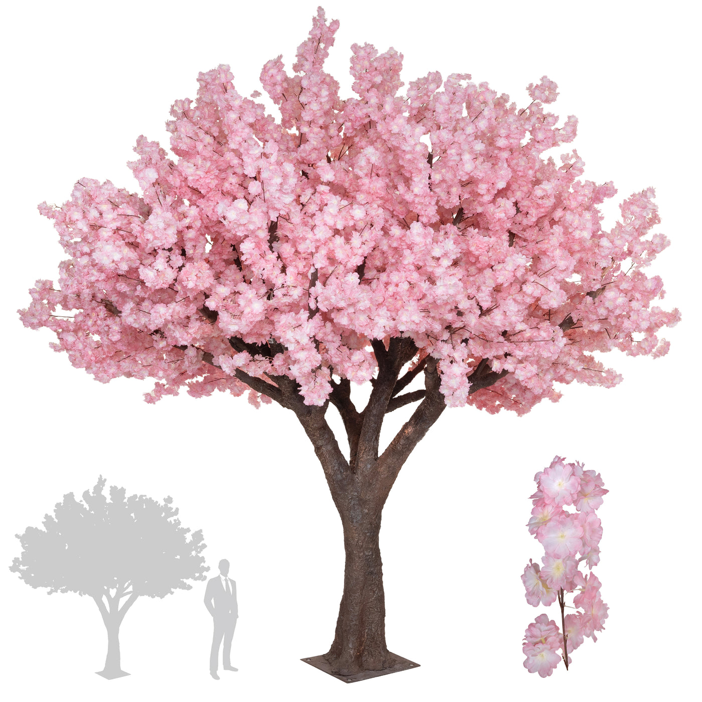 Copac artificial H250cm Cires cu flori roz deschis. coroana D250cm