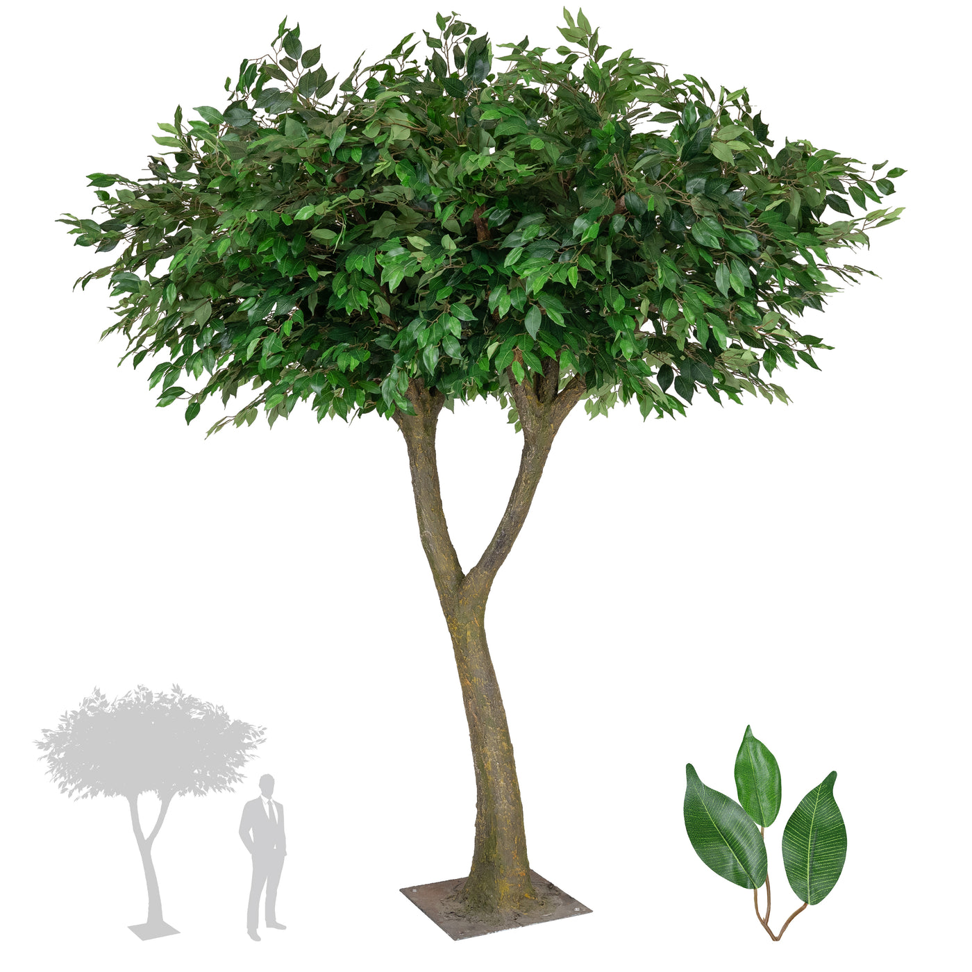 Copac artificial H250cm Ficus gigant cu 2 ramificatii. coroana D210cm