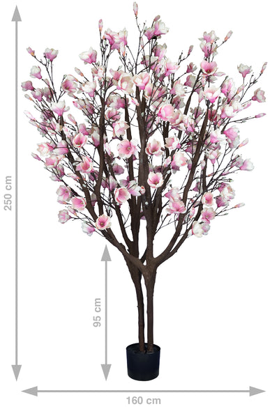 Copac artificial H250cm Magnolie cu flori roz deschis. coroana D160cm