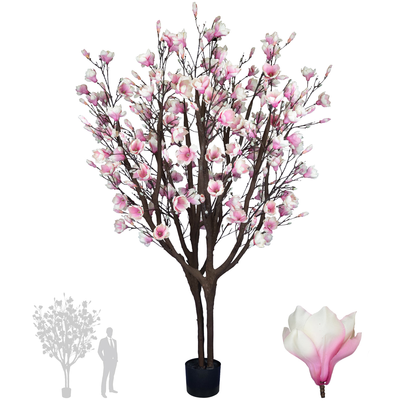 Copac artificial H270cm Magnolie cu flori albe. coroana D170cm