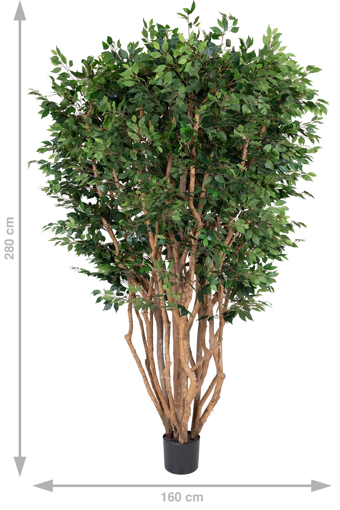 Copac artificial H280cm Ficus cu trunchiuri multiple. coroana D160cm